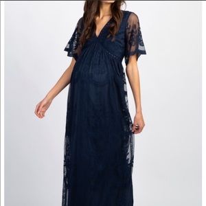 Pinkblush Deep Blue Lace Maxi Dress